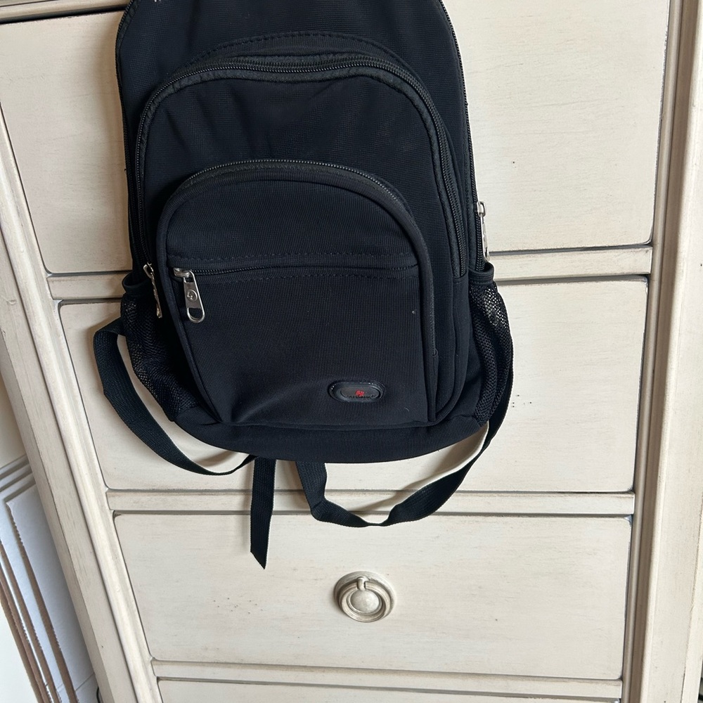 Classic Black Backpack with Multiple Compartments